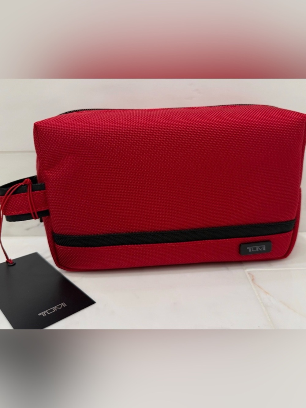 NEW - TUMI Ballistic Nylon Zippered Medium Kit - Pouch - Cosmetic Bag - RED